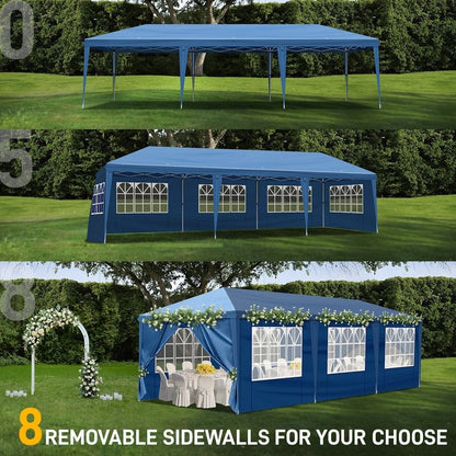 Caravane Pop-up en Oxford 30x10 pi avec 8 sacs de sable et 8 parois latérales avec auvent de type "bateau de pêche" - 30x10x8,8 pi (LxlxH)