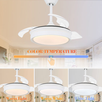 Ventilateur de plafond rétractable moderne Bella Depot 36 avec éclairage LED, lames réversibles à 6 vitesses avec télécommande