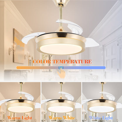 Ventilateur de plafond rétractable moderne Bella Depot 36 avec éclairage LED, lames réversibles à 6 vitesses avec télécommande