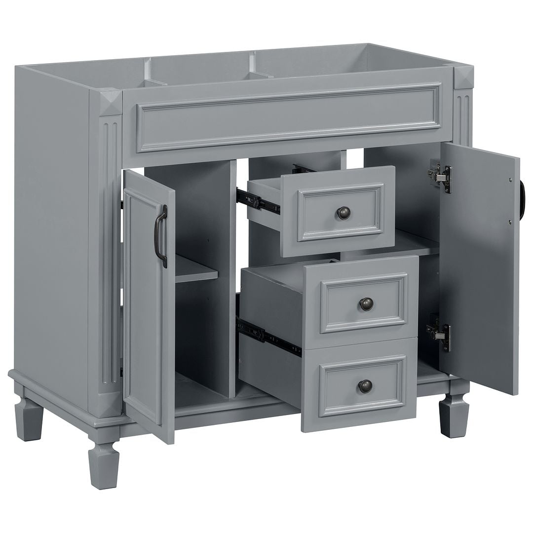Meuble-lavabo moderne de 91 cm (36 pouces) pour salle de bain avec lavabo intégré et armoire à miroir, 2 portes et 2 tiroirs