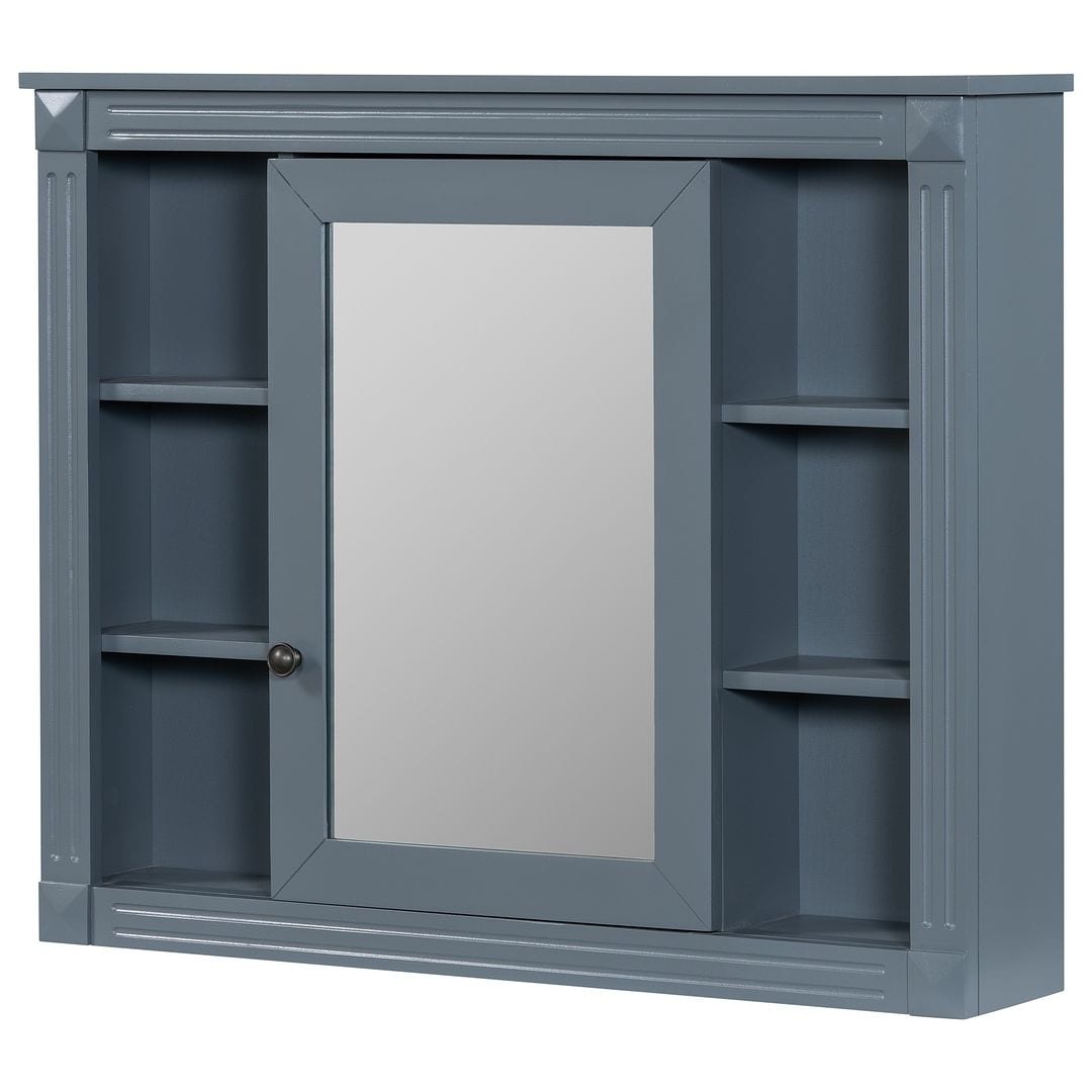 Meuble-lavabo moderne de 91 cm (36 pouces) pour salle de bain avec lavabo intégré et armoire à miroir, 2 portes et 2 tiroirs
