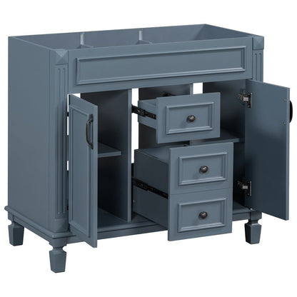 Meuble-lavabo moderne de 91 cm (36 pouces) pour salle de bain avec lavabo intégré et armoire à miroir, 2 portes et 2 tiroirs