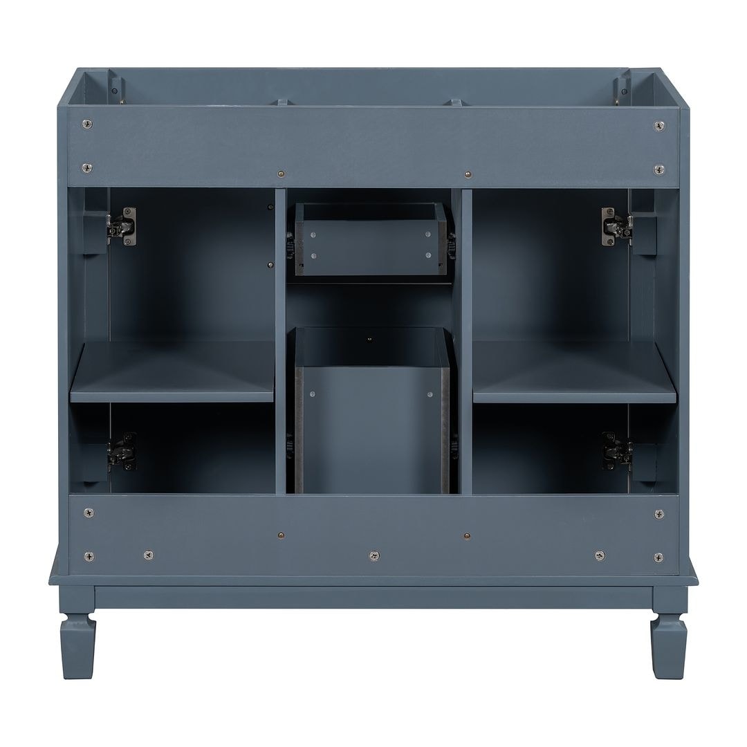 Meuble-lavabo moderne de 91 cm (36 pouces) pour salle de bain avec lavabo intégré et armoire à miroir, 2 portes et 2 tiroirs