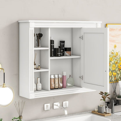 Meuble-lavabo moderne de 91 cm (36 pouces) pour salle de bain avec lavabo intégré et armoire à miroir, 2 portes et 2 tiroirs