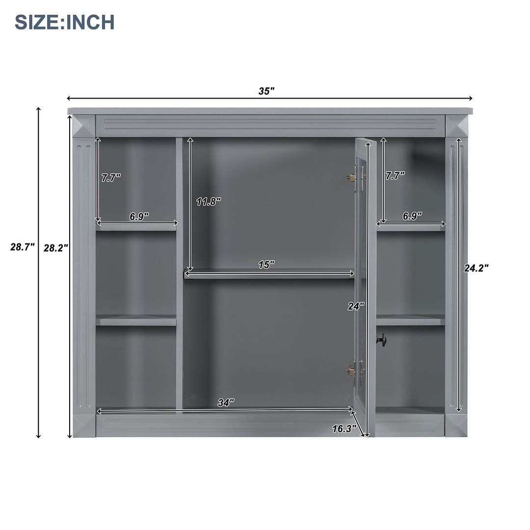 Meuble-lavabo moderne de 91 cm (36 pouces) pour salle de bain avec lavabo intégré et armoire à miroir, 2 portes et 2 tiroirs