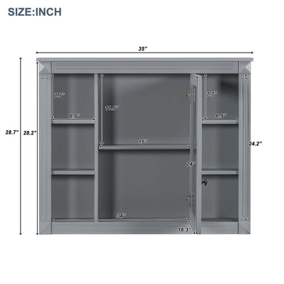 Meuble-lavabo moderne de 91 cm (36 pouces) pour salle de bain avec lavabo intégré et armoire à miroir, 2 portes et 2 tiroirs