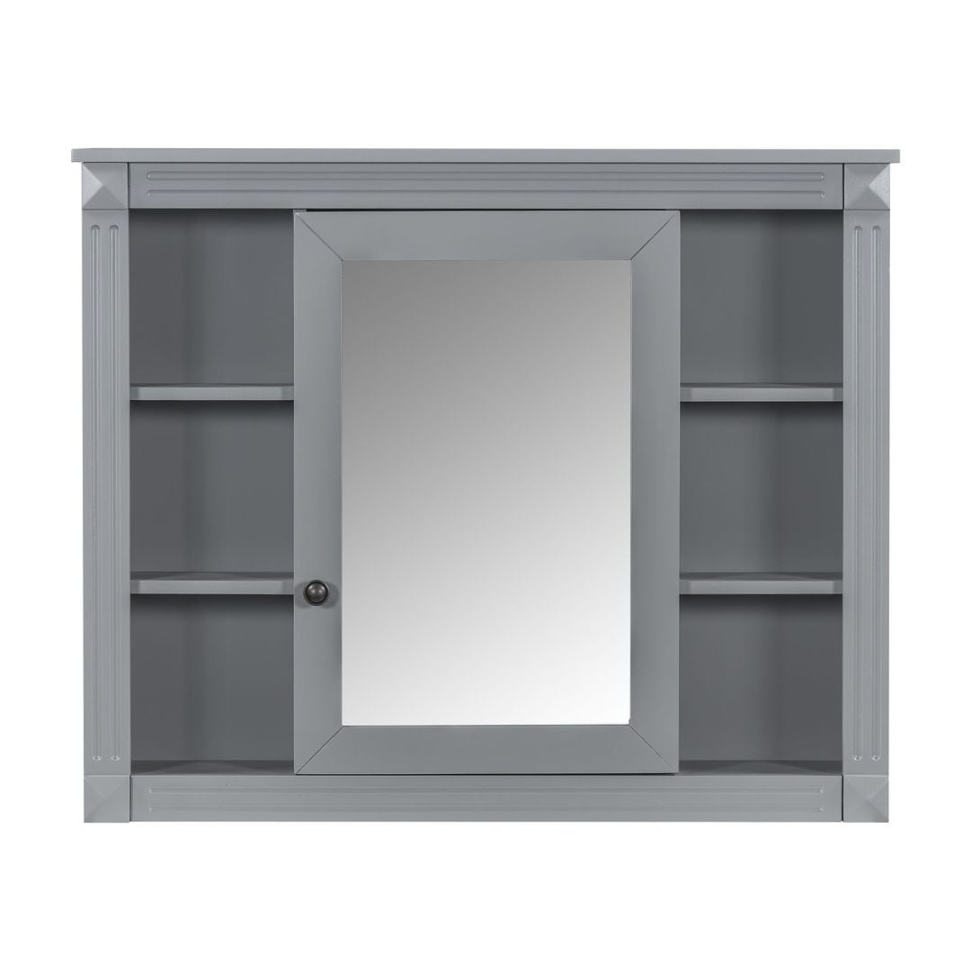 Meuble-lavabo moderne de 91 cm (36 pouces) pour salle de bain avec lavabo intégré et armoire à miroir, 2 portes et 2 tiroirs