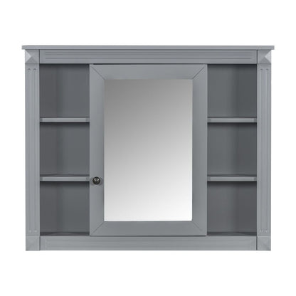 Meuble-lavabo moderne de 91 cm (36 pouces) pour salle de bain avec lavabo intégré et armoire à miroir, 2 portes et 2 tiroirs