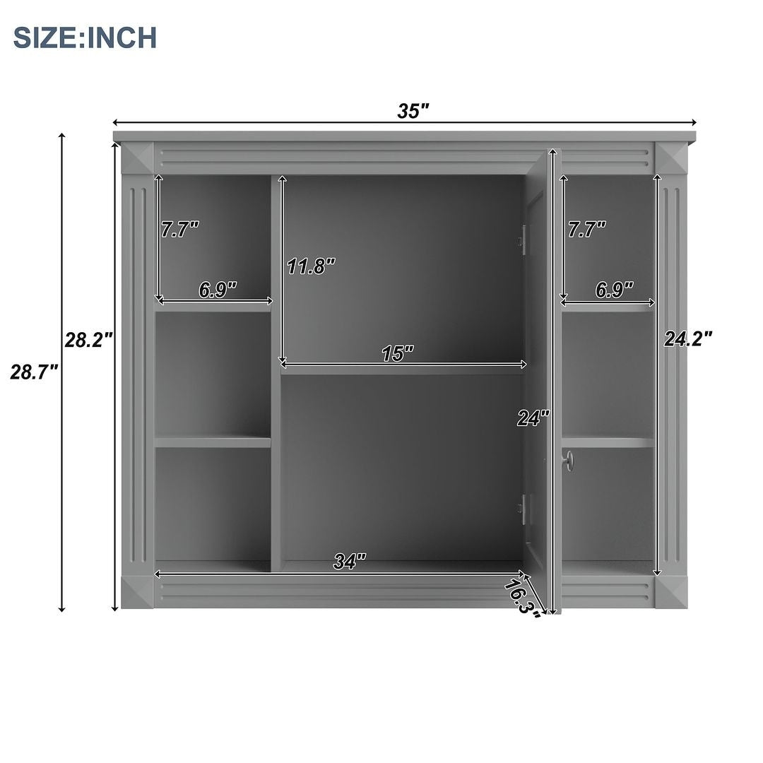 Meuble-lavabo moderne de 91 cm (36 pouces) pour salle de bain avec lavabo intégré et armoire à miroir, 2 portes et 2 tiroirs