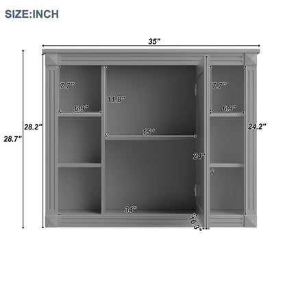 Meuble-lavabo moderne de 91 cm (36 pouces) pour salle de bain avec lavabo intégré et armoire à miroir, 2 portes et 2 tiroirs