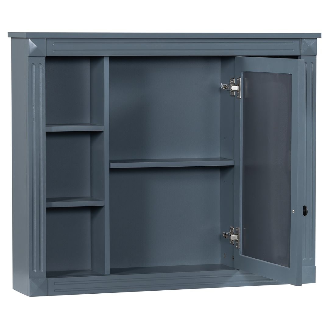 Meuble-lavabo moderne de 91 cm (36 pouces) pour salle de bain avec lavabo intégré et armoire à miroir, 2 portes et 2 tiroirs