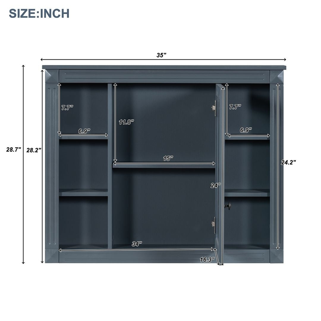 Meuble-lavabo moderne de 91 cm (36 pouces) pour salle de bain avec lavabo intégré et armoire à miroir, 2 portes et 2 tiroirs