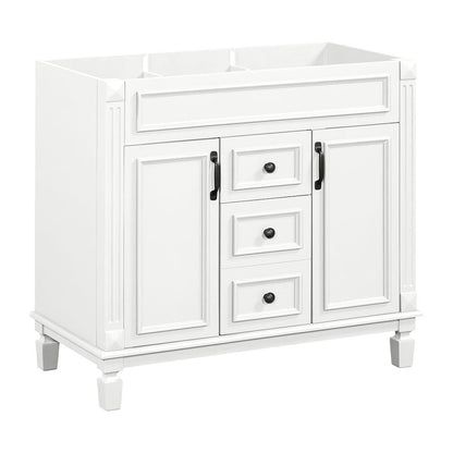 Meuble-lavabo moderne de 91 cm (36 pouces) pour salle de bain avec lavabo intégré et armoire à miroir, 2 portes et 2 tiroirs