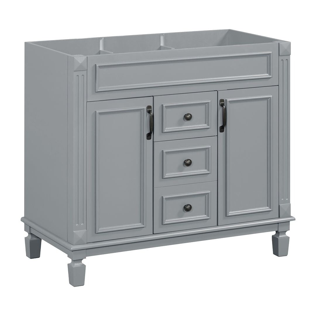 Meuble-lavabo moderne de 91 cm (36 pouces) pour salle de bain avec lavabo intégré et armoire à miroir, 2 portes et 2 tiroirs
