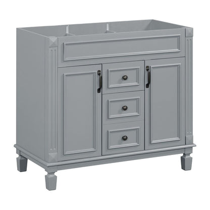 Meuble-lavabo moderne de 91 cm (36 pouces) pour salle de bain avec lavabo intégré et armoire à miroir, 2 portes et 2 tiroirs