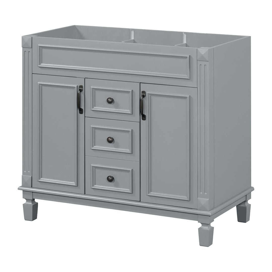 Meuble-lavabo moderne de 91 cm (36 pouces) pour salle de bain avec lavabo intégré et armoire à miroir, 2 portes et 2 tiroirs