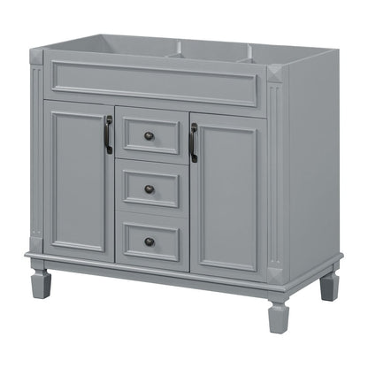 Meuble-lavabo moderne de 91 cm (36 pouces) pour salle de bain avec lavabo intégré et armoire à miroir, 2 portes et 2 tiroirs