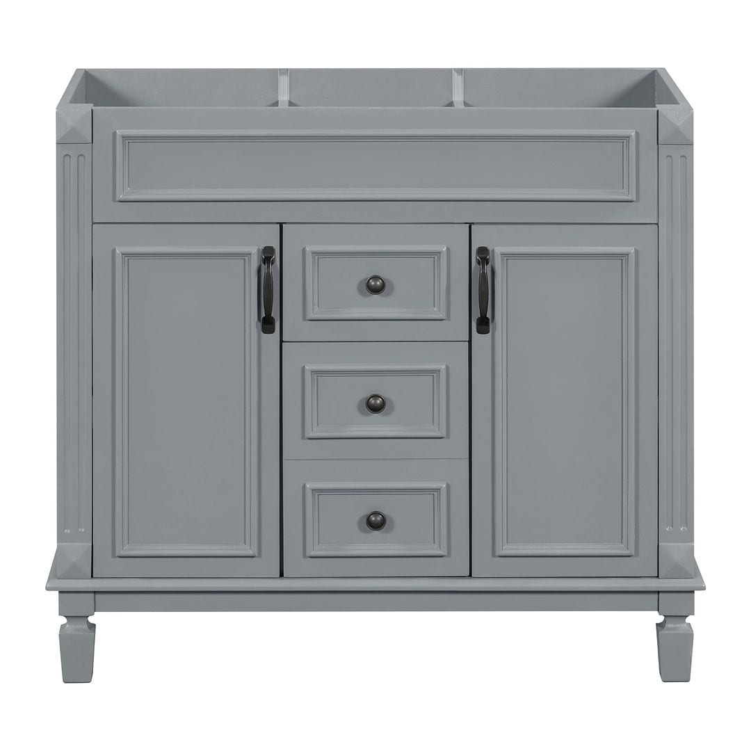 Meuble-lavabo moderne de 91 cm (36 pouces) pour salle de bain avec lavabo intégré et armoire à miroir, 2 portes et 2 tiroirs