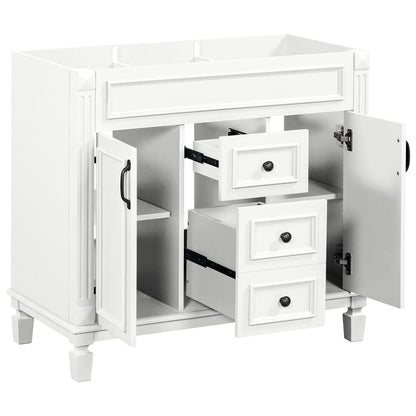 Meuble-lavabo moderne de 91 cm (36 pouces) pour salle de bain avec lavabo intégré et armoire à miroir, 2 portes et 2 tiroirs