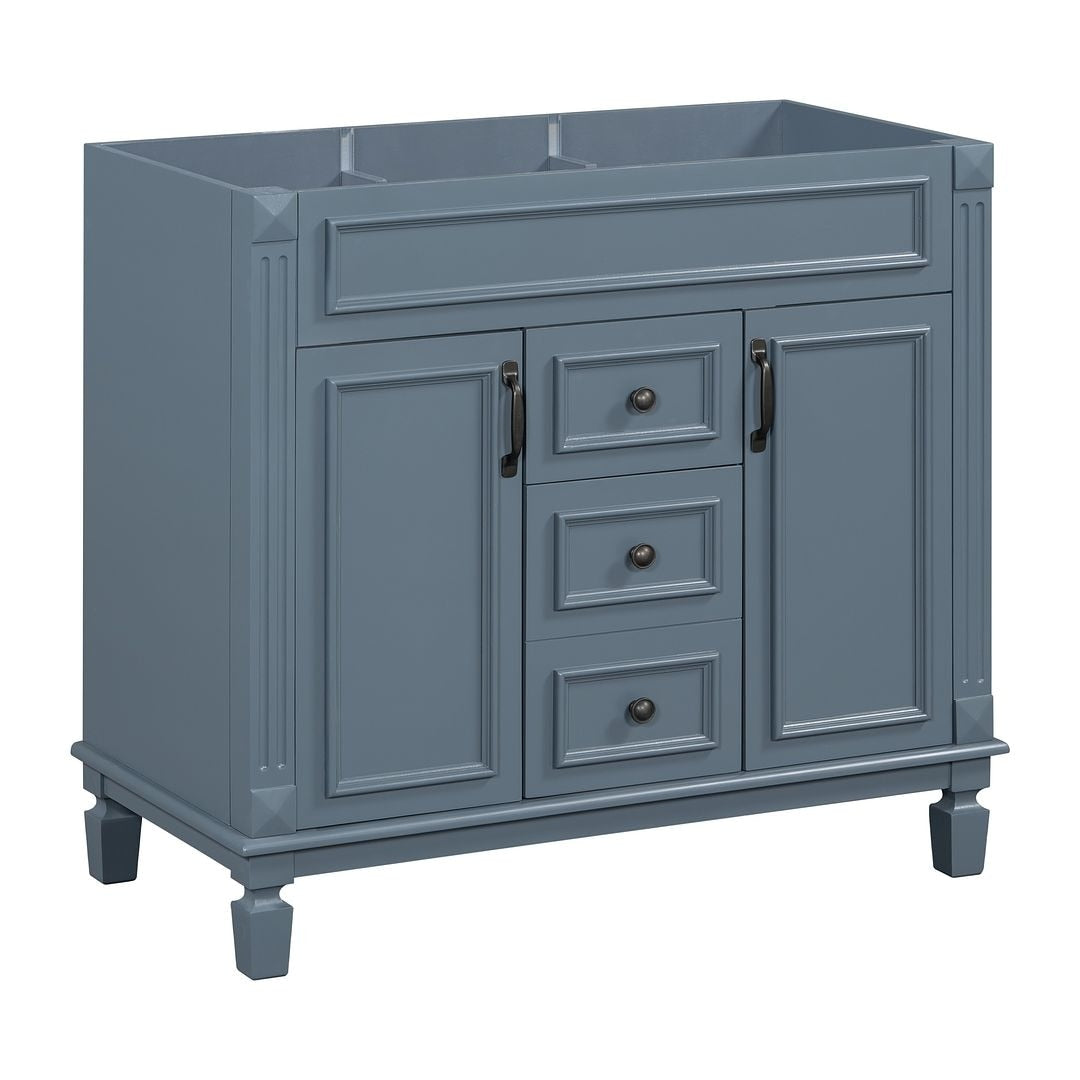 Meuble-lavabo moderne de 91 cm (36 pouces) pour salle de bain avec lavabo intégré et armoire à miroir, 2 portes et 2 tiroirs