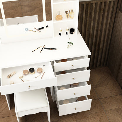 Ensemble coiffeuse et miroir avec tabouret, 99,5 cm de largeur