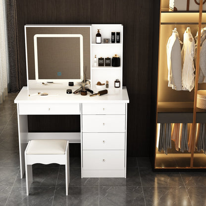 Ensemble coiffeuse et miroir avec tabouret, 99,5 cm de largeur