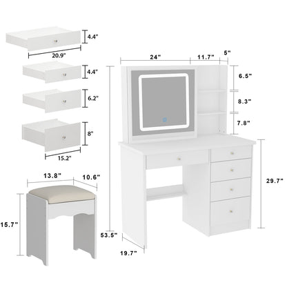 Ensemble coiffeuse et miroir avec tabouret, 99,5 cm de largeur