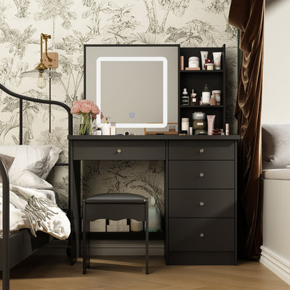 Ensemble coiffeuse et miroir avec tabouret, 99,5 cm de largeur