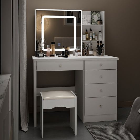 Ensemble coiffeuse et miroir avec tabouret, 99,5 cm de largeur