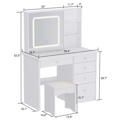 Ensemble coiffeuse et miroir avec tabouret, 99,5 cm de largeur