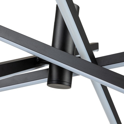 Luminaire suspendu linéaire en forme d'étoile de style moderne, en aluminium noir/or, avec LED, pour salon/salle à manger/cuisine.