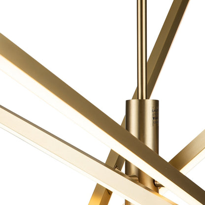 Luminaire suspendu linéaire en forme d'étoile de style moderne, en aluminium noir/or, avec LED, pour salon/salle à manger/cuisine.