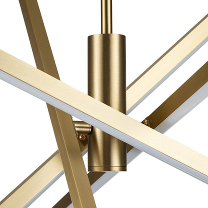 Luminaire suspendu linéaire en forme d'étoile de style moderne, en aluminium noir/or, avec LED, pour salon/salle à manger/cuisine.