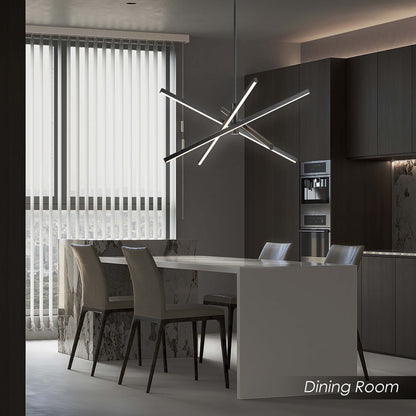 Luminaire suspendu linéaire en forme d'étoile de style moderne, en aluminium noir/or, avec LED, pour salon/salle à manger/cuisine.