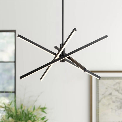 Luminaire suspendu linéaire en forme d'étoile de style moderne, en aluminium noir/or, avec LED, pour salon/salle à manger/cuisine.