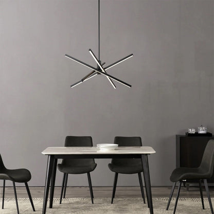 Luminaire suspendu linéaire en forme d'étoile de style moderne, en aluminium noir/or, avec LED, pour salon/salle à manger/cuisine.