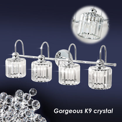 Chrome/ Noir/ Or Moderne Au-dessus du miroir Cristal Salle de bain Luminaires muraux pour salle de bain Lumières de vanité