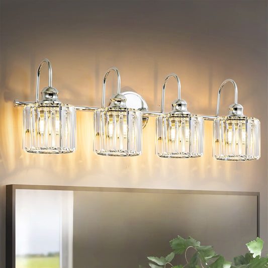 Chrome/ Noir/ Or Moderne Au-dessus du miroir Cristal Salle de bain Luminaires muraux pour salle de bain Lumières de vanité