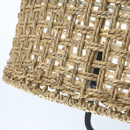 Luminaire suspendu en forme de tambour bohémien tissé à la main à 4 lumières - Paille - 50,8 cm de largeur