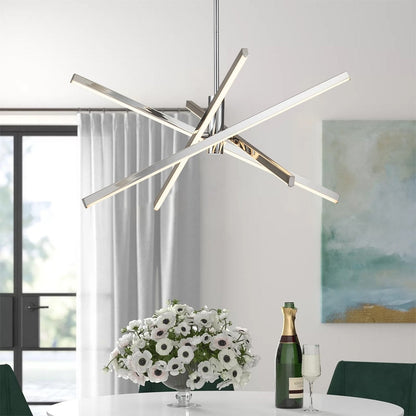Luminaire suspendu linéaire en forme d'étoile de style moderne, en aluminium noir/or, avec LED, pour salon/salle à manger/cuisine.