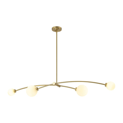 Suspension moderne linéaire à 4 lumières, style Sputnik, couleur or, pour îlot de cuisine/salle à manger - 130,5 cm L x 28 cm P x 15 cm H