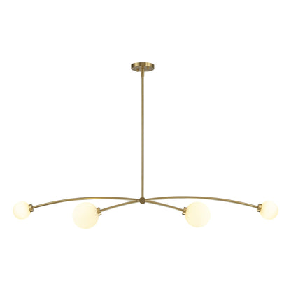 Suspension moderne linéaire à 4 lumières, style Sputnik, couleur or, pour îlot de cuisine/salle à manger - 130,5 cm L x 28 cm P x 15 cm H