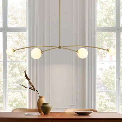 Suspension moderne linéaire à 4 lumières, style Sputnik, couleur or, pour îlot de cuisine/salle à manger - 130,5 cm L x 28 cm P x 15 cm H