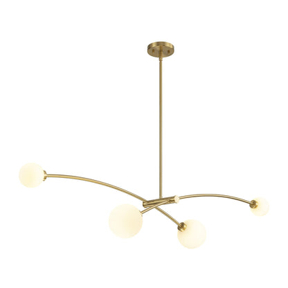 Suspension moderne linéaire à 4 lumières, style Sputnik, couleur or, pour îlot de cuisine/salle à manger - 130,5 cm L x 28 cm P x 15 cm H