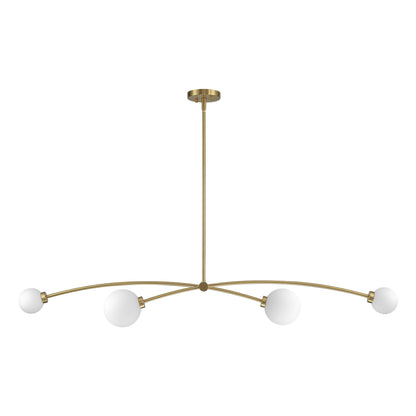 Suspension moderne linéaire à 4 lumières, style Sputnik, couleur or, pour îlot de cuisine/salle à manger - 130,5 cm L x 28 cm P x 15 cm H
