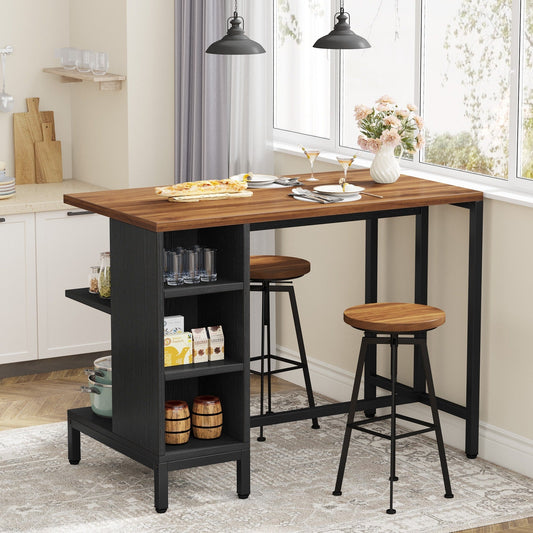 Îlot de cuisine de 43 pouces de large, table de cuisine avec 5 étagères ouvertes.