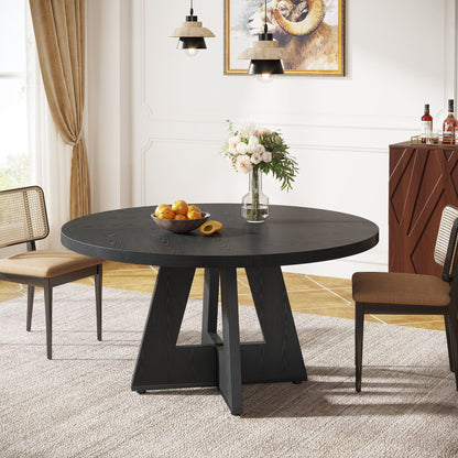 Table de salle à manger ronde de 47 pouces pour 4 personnes, table de cuisine de style farmhouse, petite table de repas en bois pour salle à manger et salon.