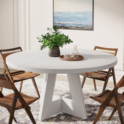 Table de salle à manger ronde de 47 pouces pour 4 personnes, table de cuisine de style farmhouse, petite table de repas en bois pour salle à manger et salon.