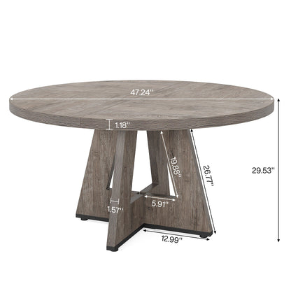 Table de salle à manger ronde de 47 pouces pour 4 personnes, table de cuisine de style farmhouse, petite table de repas en bois pour salle à manger et salon.