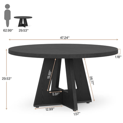 Table de salle à manger ronde de 47 pouces pour 4 personnes, table de cuisine de style farmhouse, petite table de repas en bois pour salle à manger et salon.